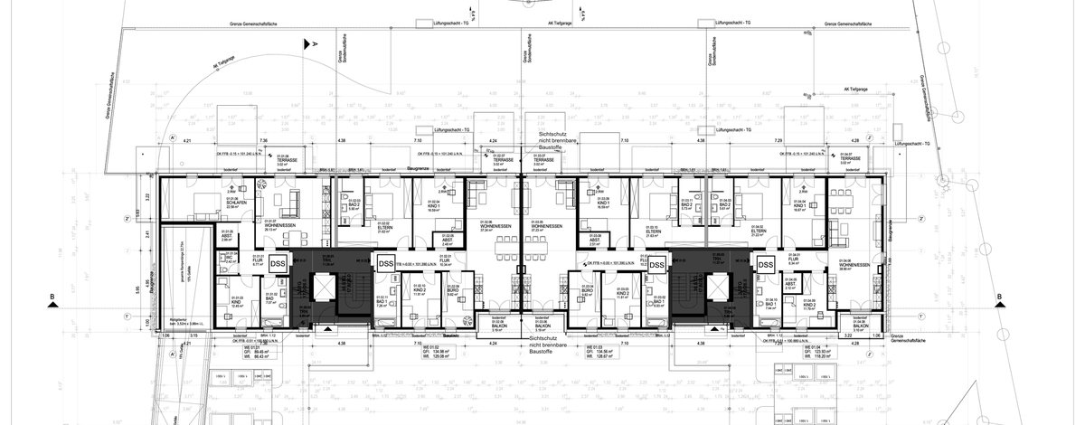 Grundriss Regelgeschoss, Wohnanlage Leuchte Frankfurt (Nassauische Heimstätte)